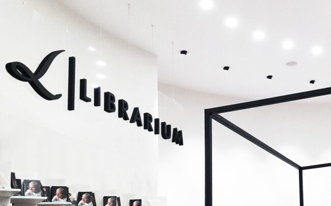 Librarium bookshop interior and spatial design by Stoa Design Romania